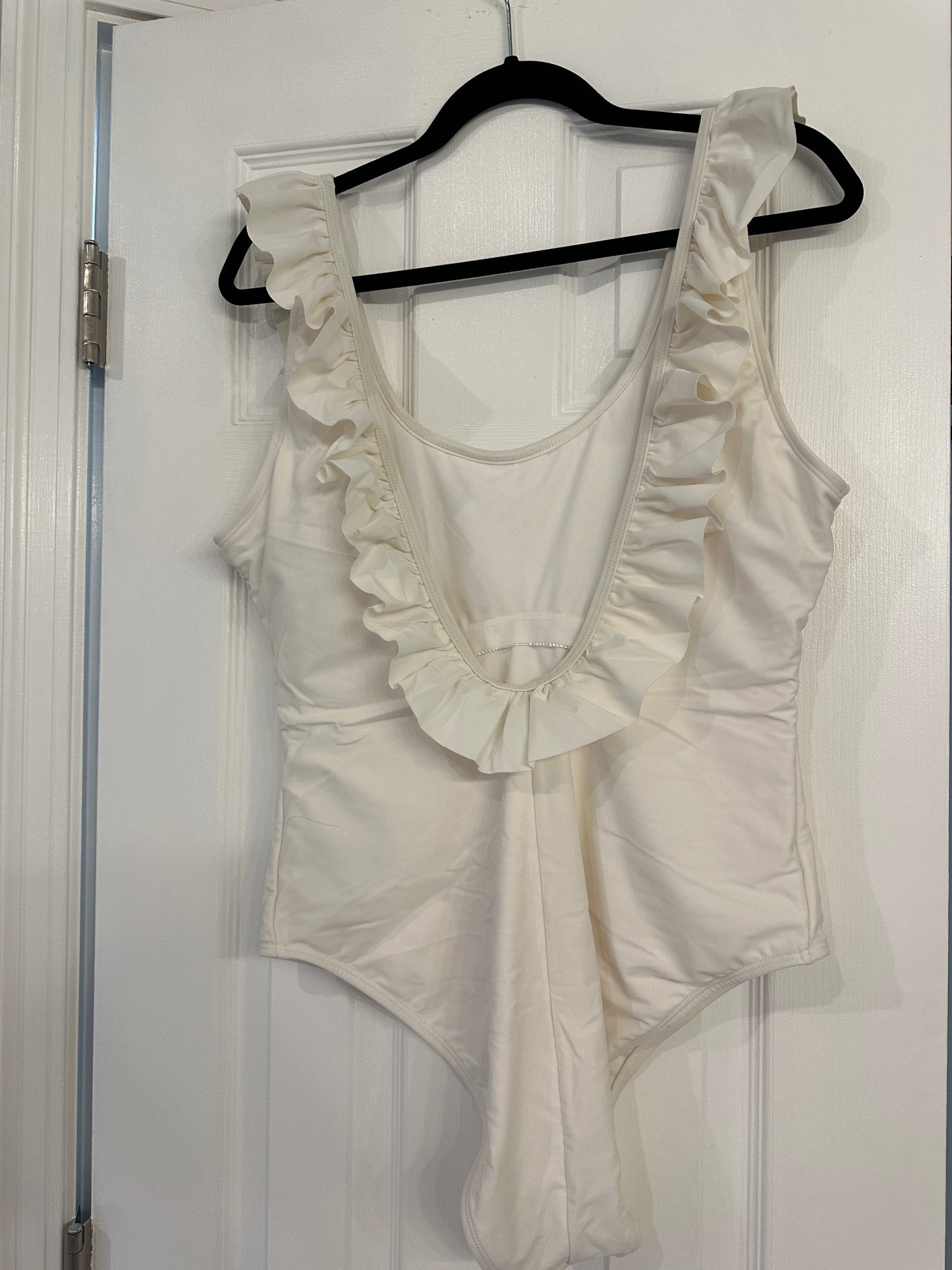 White Ruffle One Piece Swim Suit - Perfect for Bach Party or Honeymoon! Women's XL