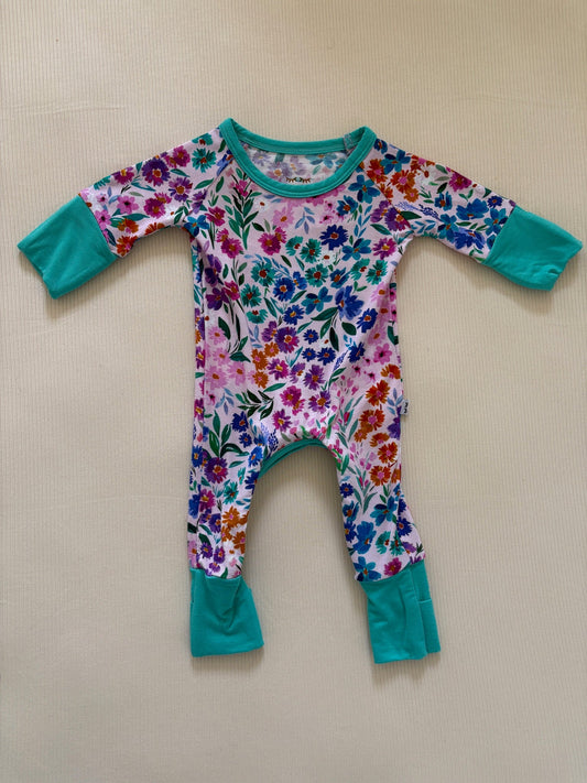 Seller #105 - Preemie Girls Little Sleepies Sweet Pea Floral Crescent Zippy EUC