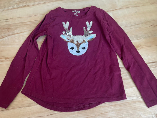 Seller 202 - Cat & Jack - reindeer sequin flip shirt - size 6