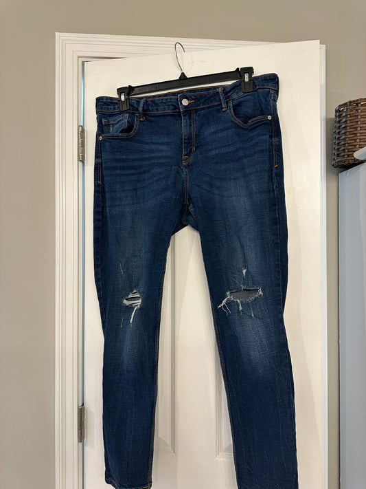 Dark Wash Ripped Old Navy RockStar Super Skinny Jeans - Women's Size 16
