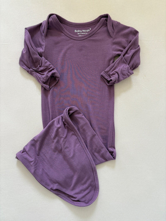 Seller #105 - NB - 3M Girls Baby Noah Purple Modal Knotted Gown GUC