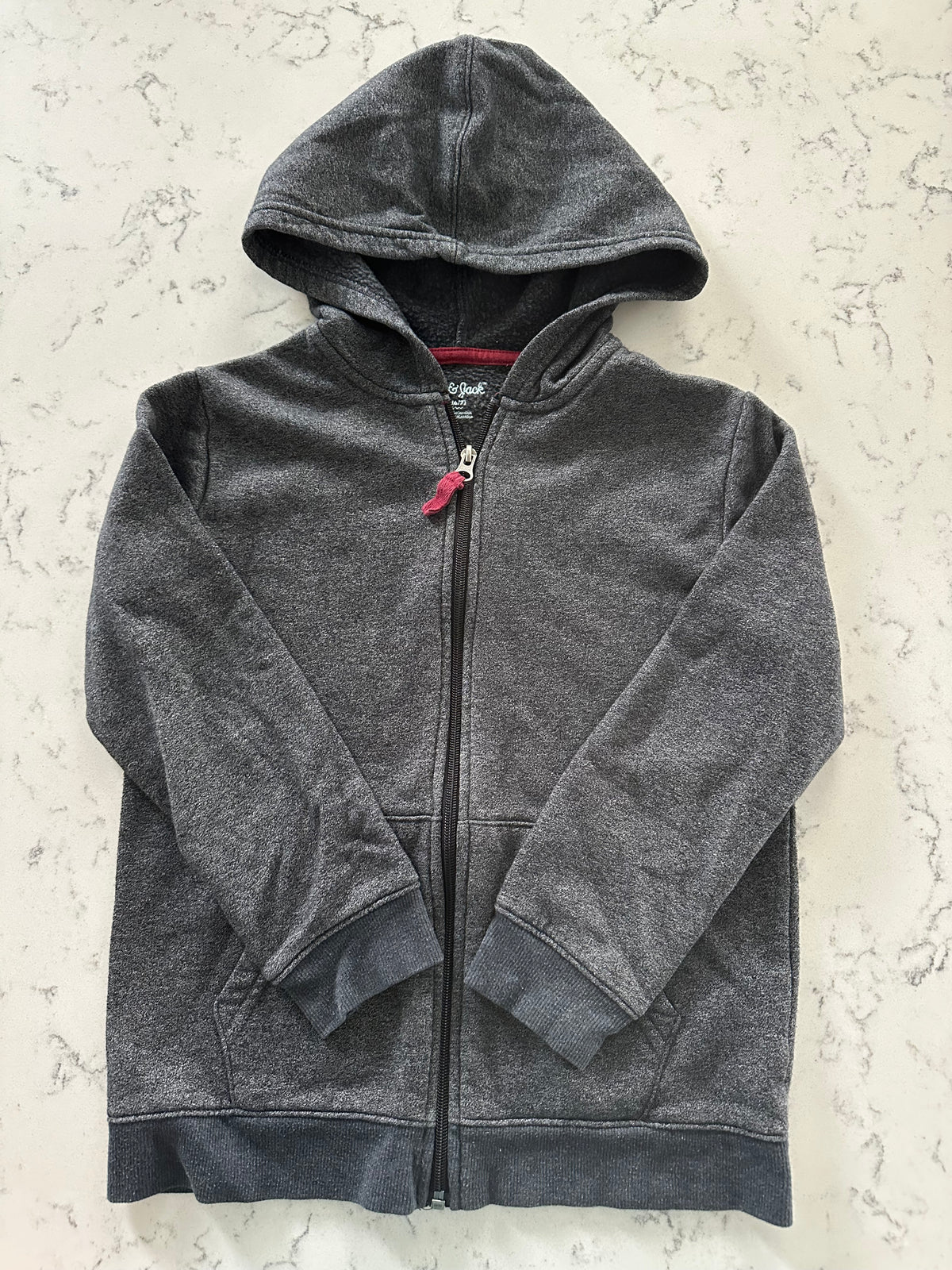 Seller 42, Cat & Jack Zip Hooded Sweatshirt, Heather Gray, Boys Size S (6/7) 2 of 2