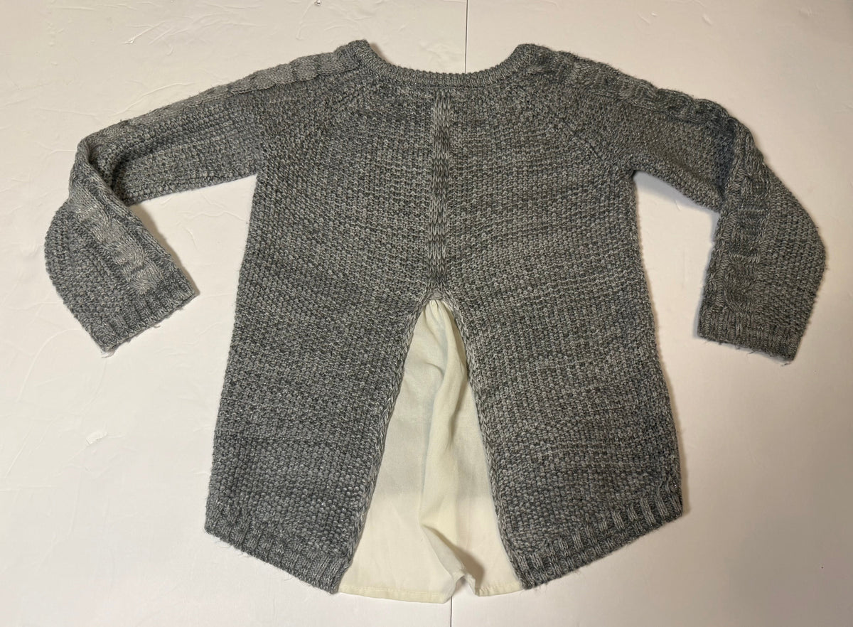 #141 Girls 5 Gray Sweater with Bow - Tag Cut Out