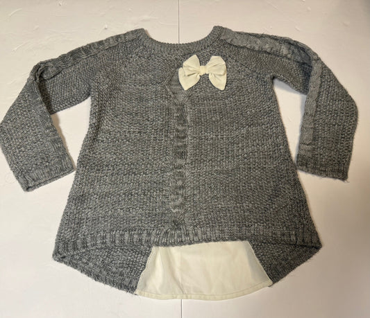 #141 Girls 5 Gray Sweater with Bow - Tag Cut Out