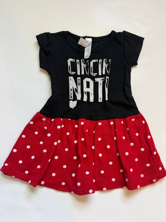 REDUCED #116 Red and black Cincinnati dress girls 18months
