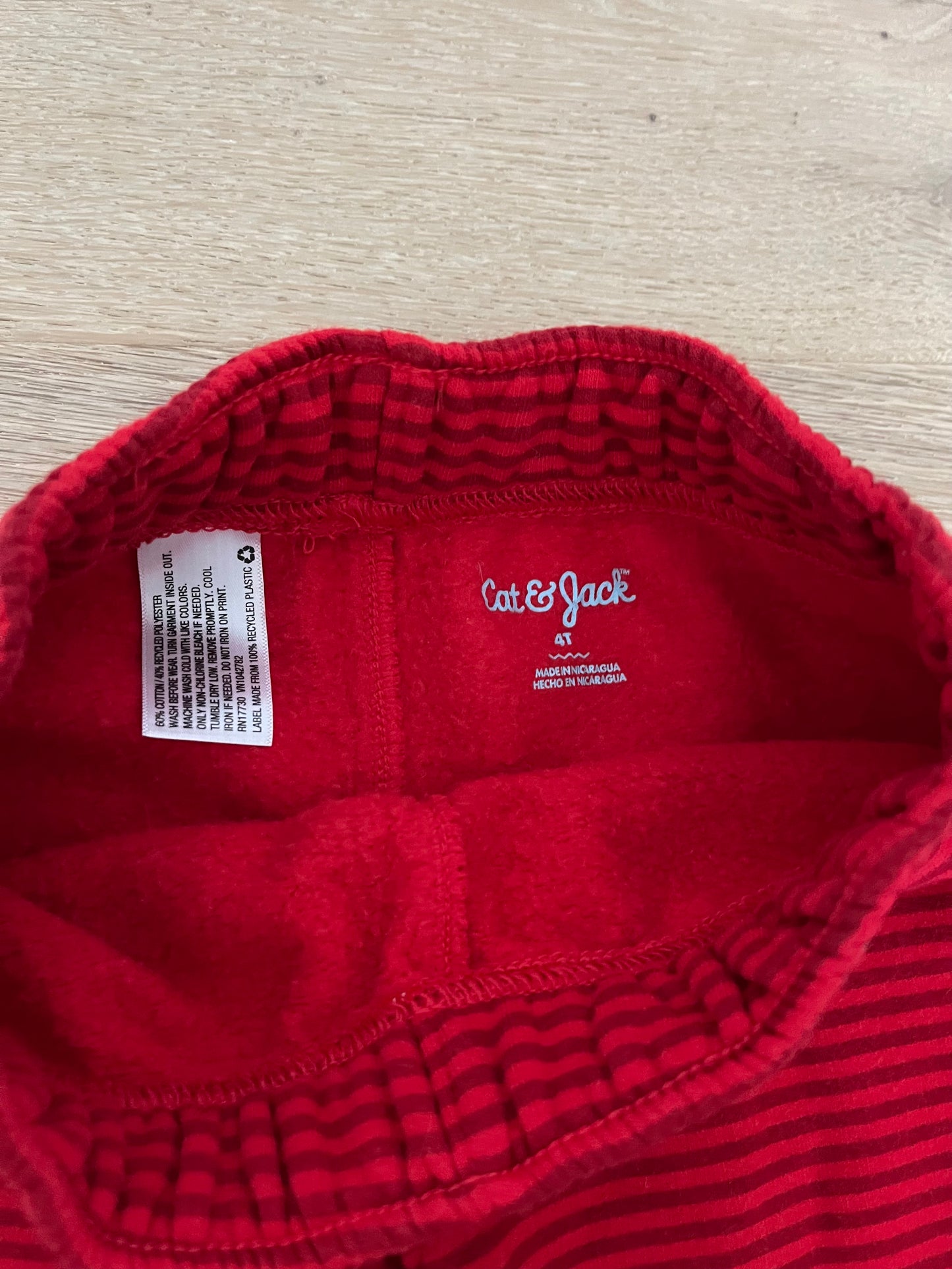 #110 Cat & Jack Girls 4T Red Striped Sweatpants