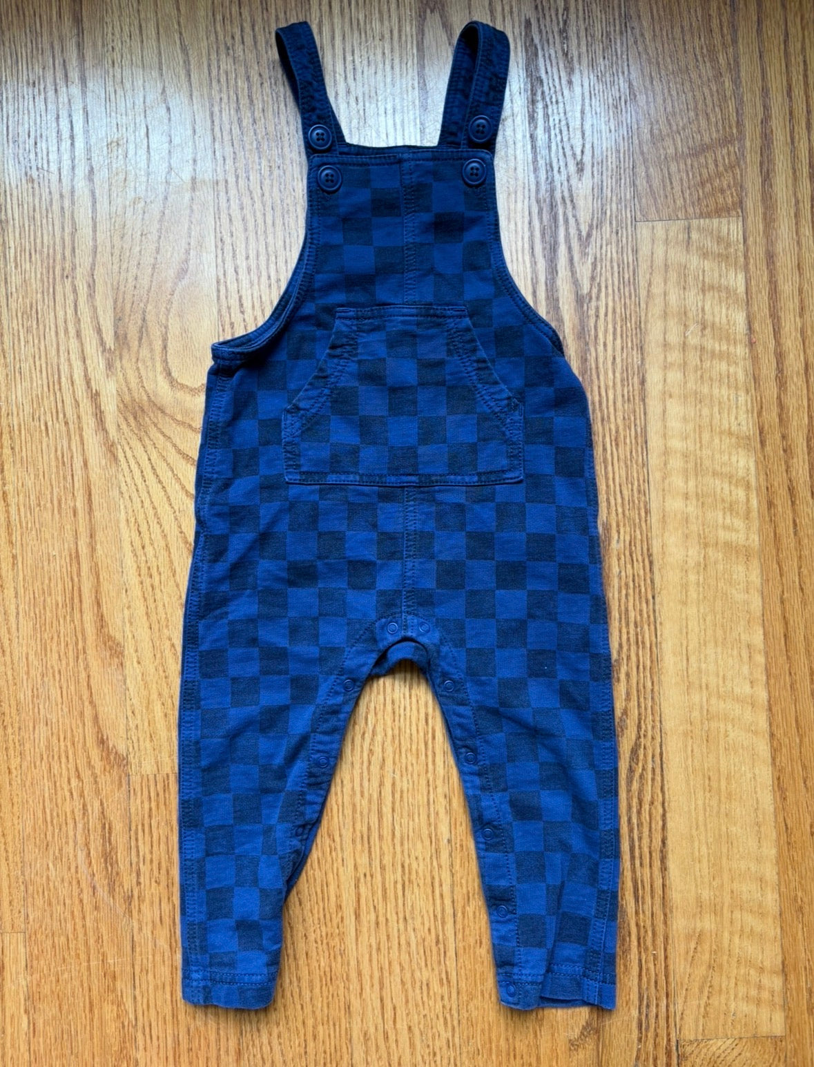 #22 Tea 12-18 months boys checkered overalls