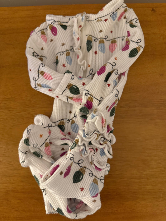 Seller #34 - Caden Lane 3-6m Waffle Holiday Christmas lights onesie for baby girl