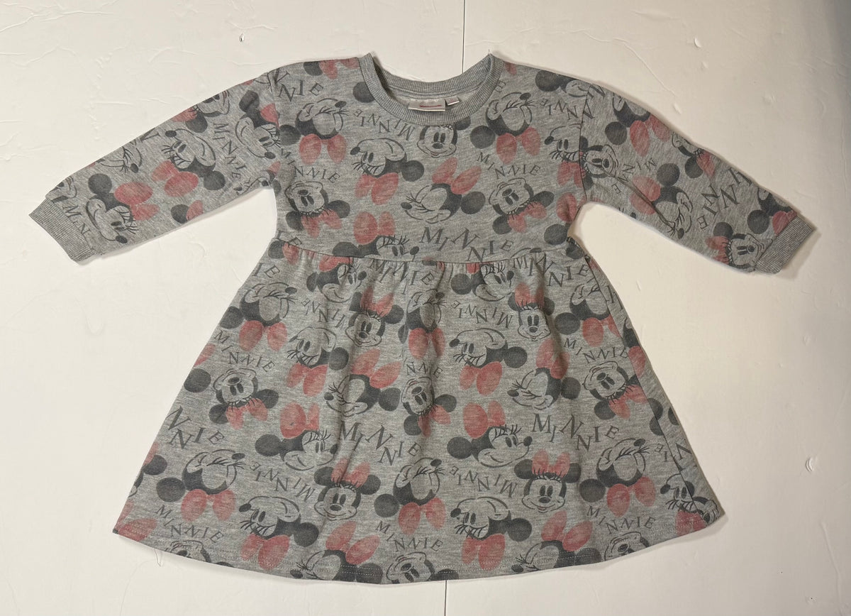 #141 Girls  5 Disney Junior Gray Minnie Mouse Sweatshirt Dress