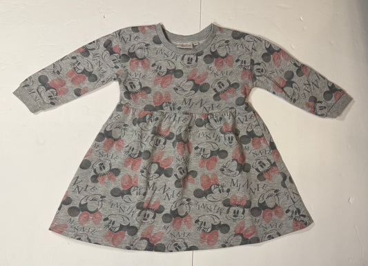 #141 Girls  5 Disney Junior Gray Minnie Mouse Sweatshirt Dress
