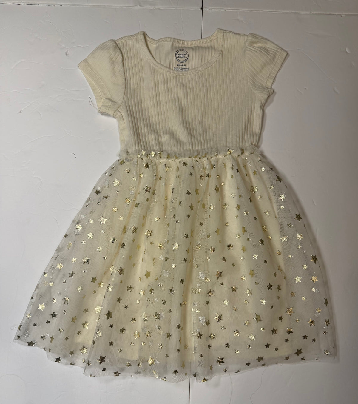 Girls XS 4/5 Wonder Nation Cream Star Tulle Twirl Dress