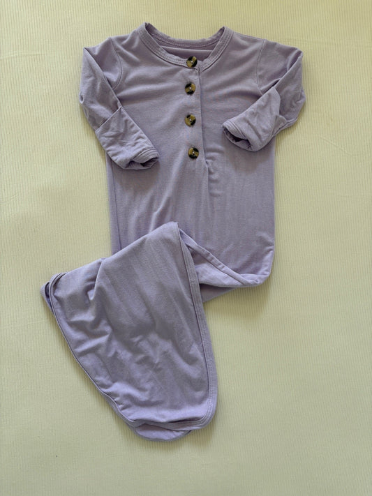 Seller #105 - NB-3M Girls Lou Lou & Co Lilac Knotted Gown GUC - see description