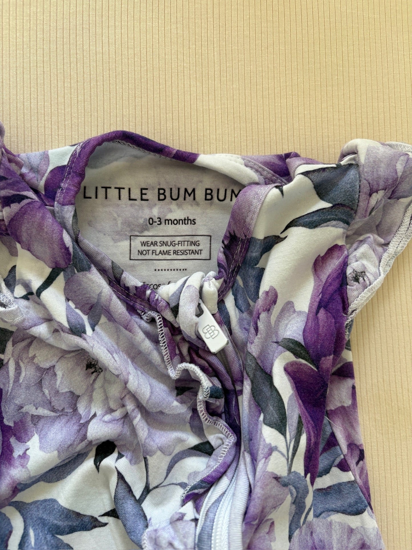 Seller #105 - 0-3M Girls Little Bum Bums Purple Floral Ruffle Sleeveless Romper GUC