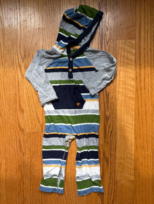 #22 Burt’s Bees striped romper boys 12 months
