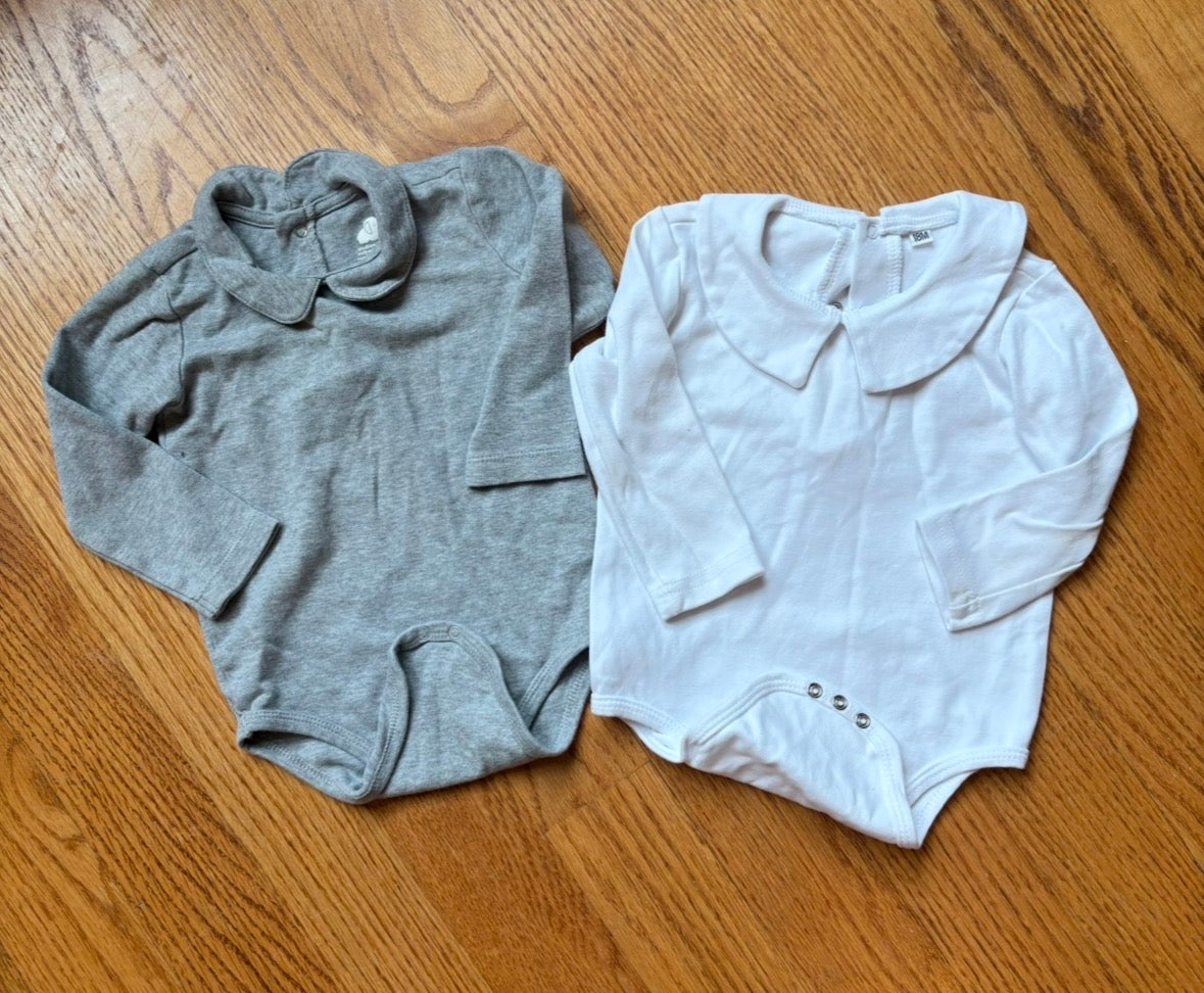 #22 Primary gray onesie peter pan collar, white 18 months (no brand)