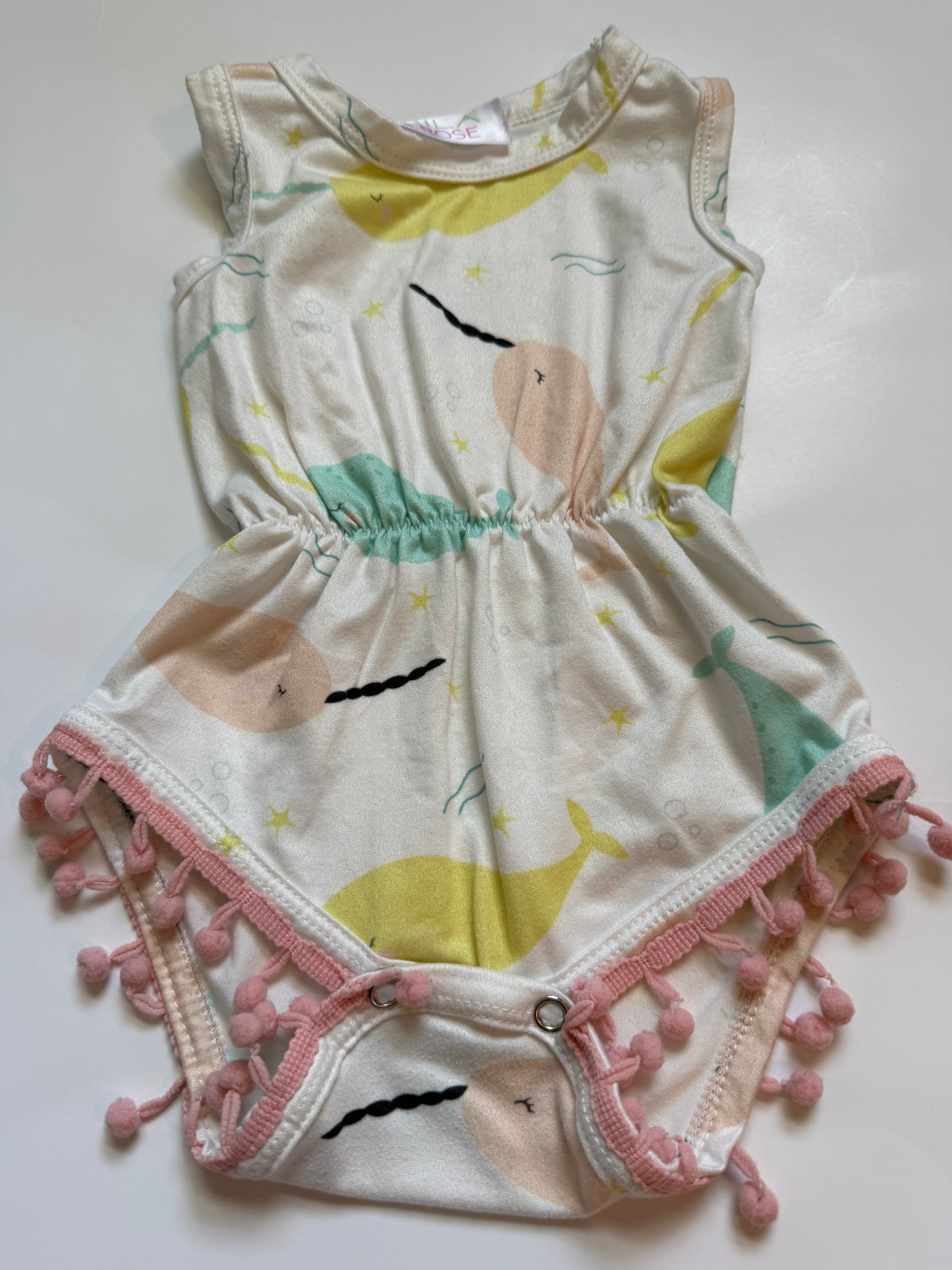 #116 Mila and Rose Narwal Romper girls 6 months