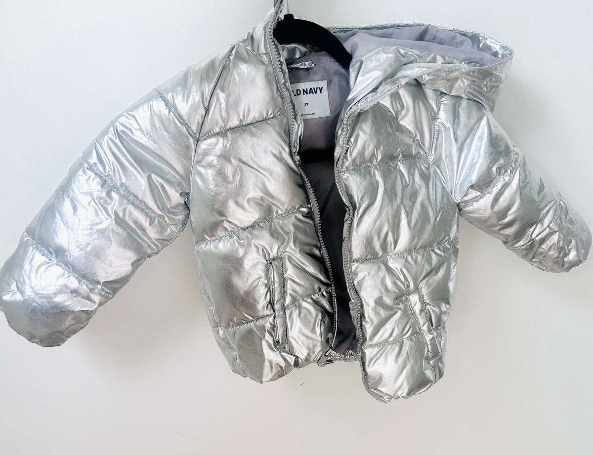 #15 Old Navy 3t Metallic Silver Puffer Jacket