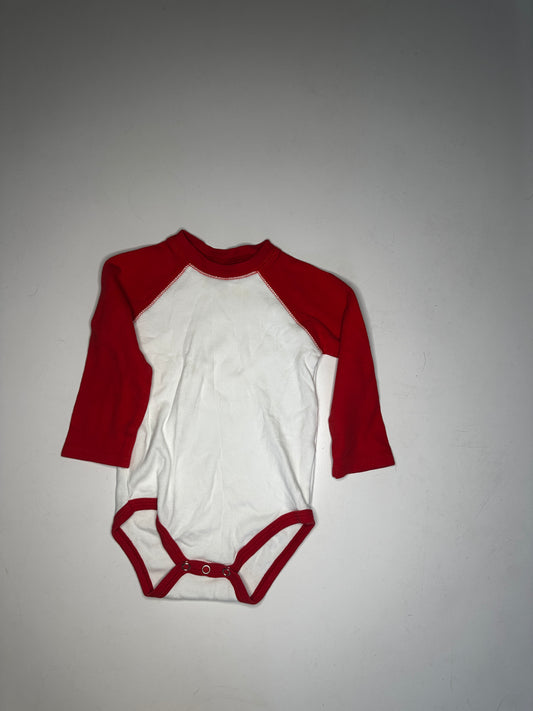 Seller #40 red and white baseball style onesie size 12-18 month