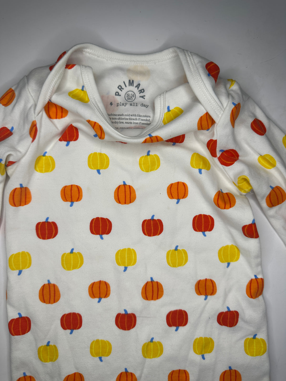 Seller #40 Primary 100% organic cotton pumpkin long sleeve onesie size 18-24 month