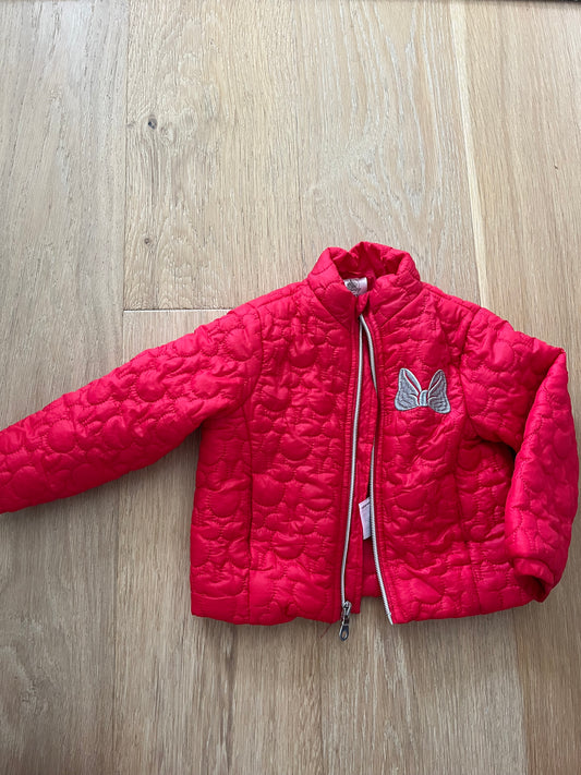 #110 Disney Girls 2T Minnie Mouse Bow Hot Pink Puffer Jacket