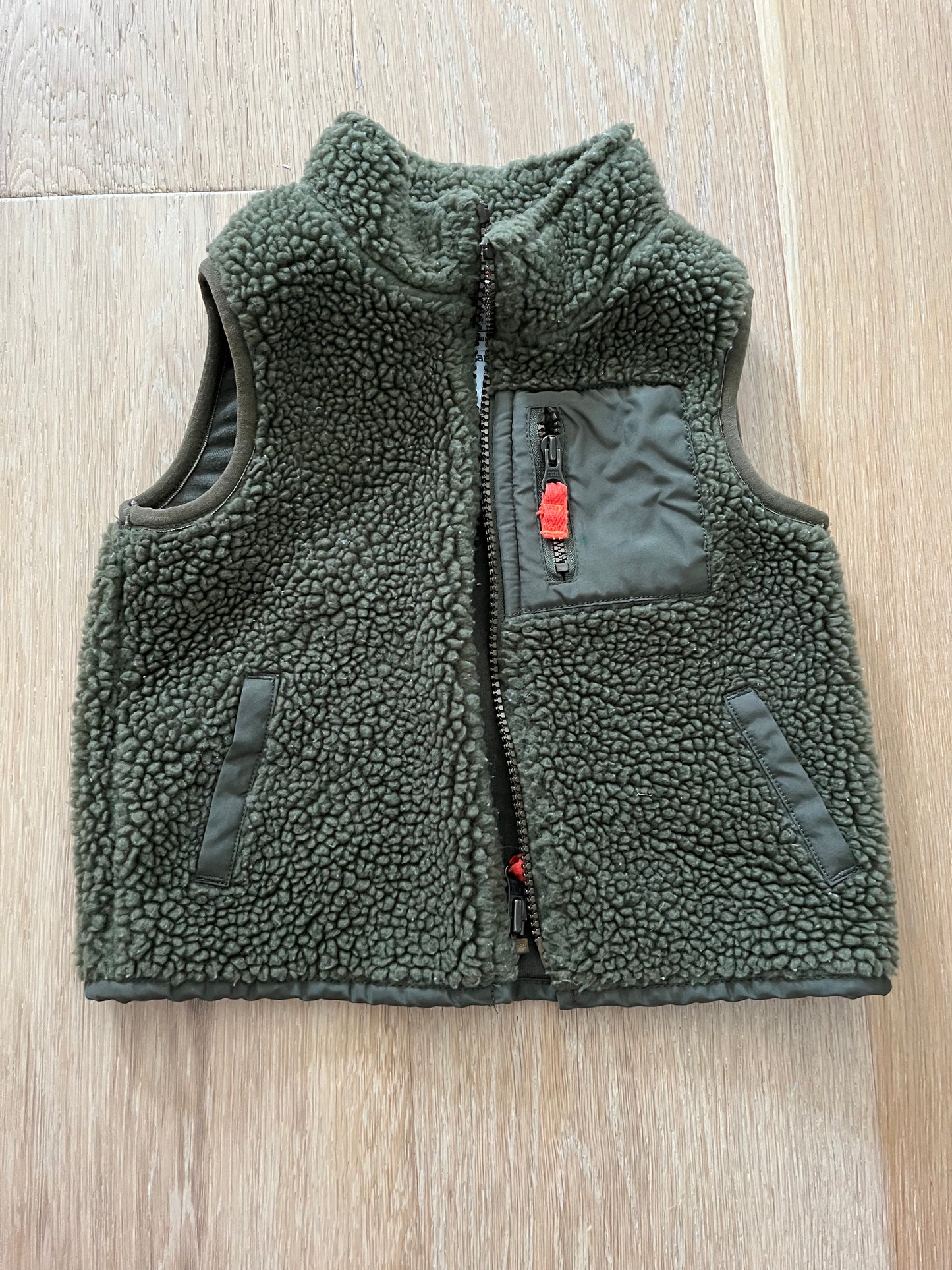 #110 Carter's Boys 18 Months Green Sherpa Vest