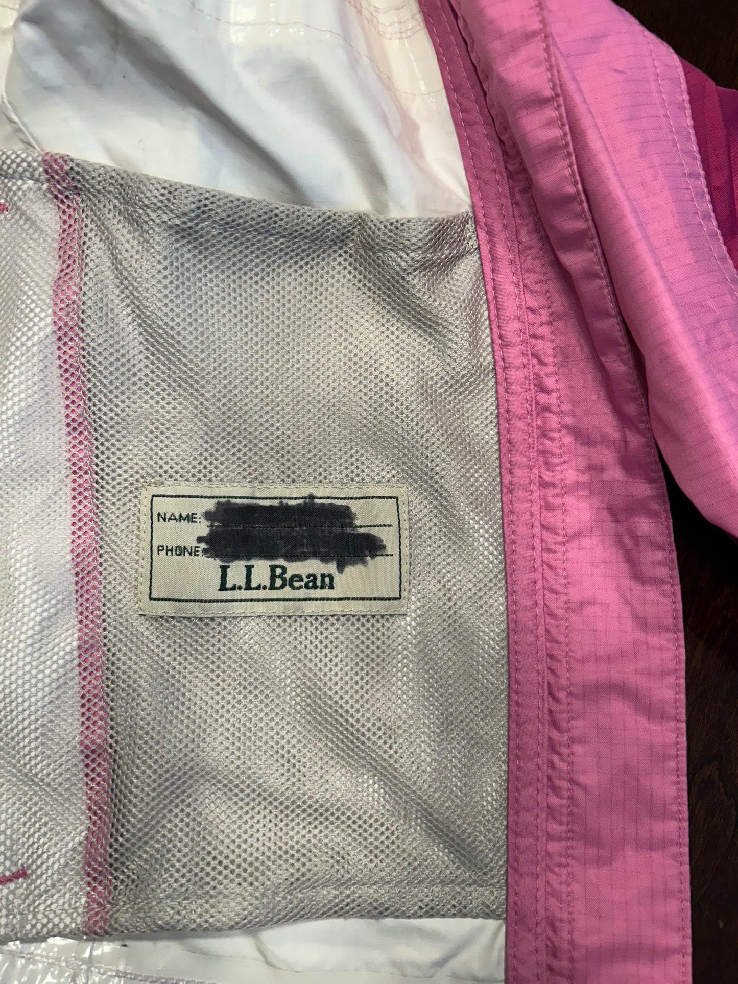 Reduced! Seller #18 LL Bean pink rain jacket girls size 6x/7
