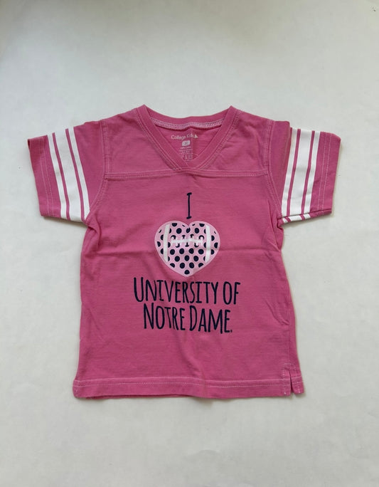 #200 Girls 3T Pink Notre Dame short sleeve shirt