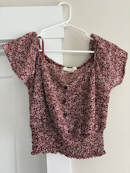 Seller #105 - Women's Medium Monteau Rust Floral Cropped Top VGUC