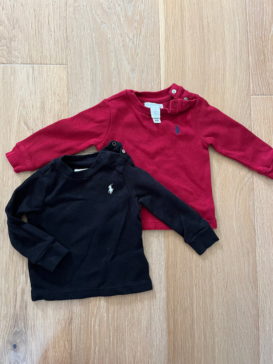#110 Polo Ralph Lauren Boys 6 Months Long Sleeve Shirt - Set of 2