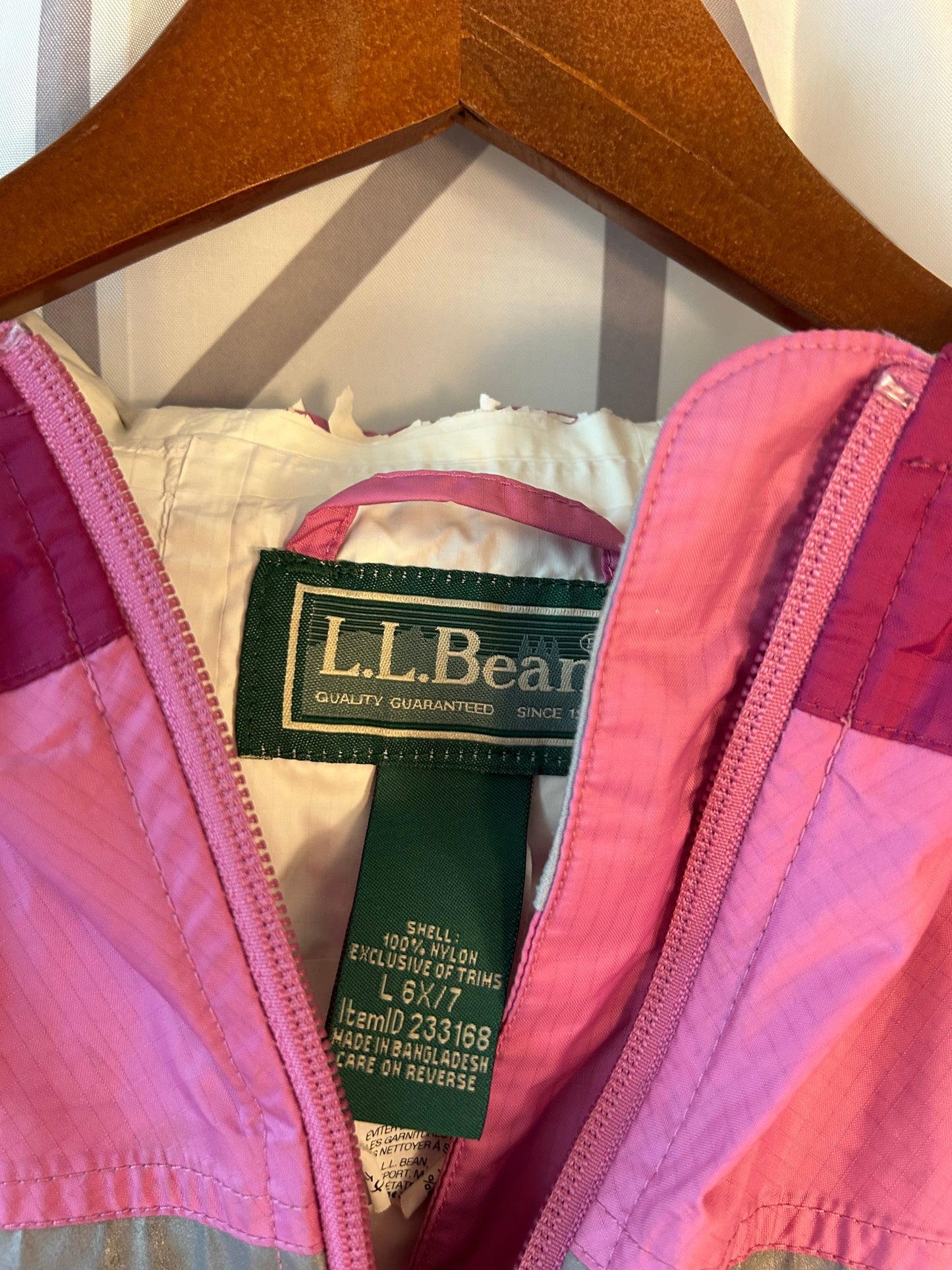 Reduced! Seller #18 LL Bean pink rain jacket girls size 6x/7