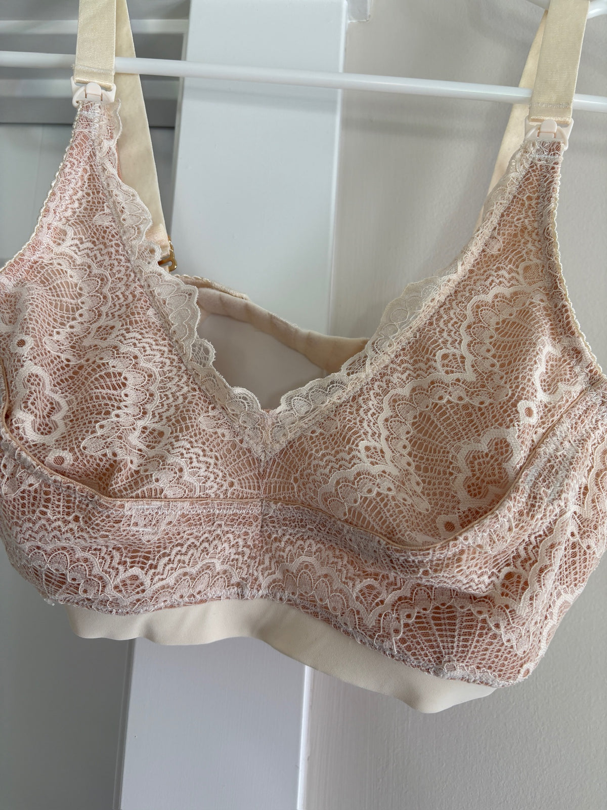 Seller #105 - Size Small The Dairy Fairy Tan Lace Nursing/Pumping Bra NWOT
