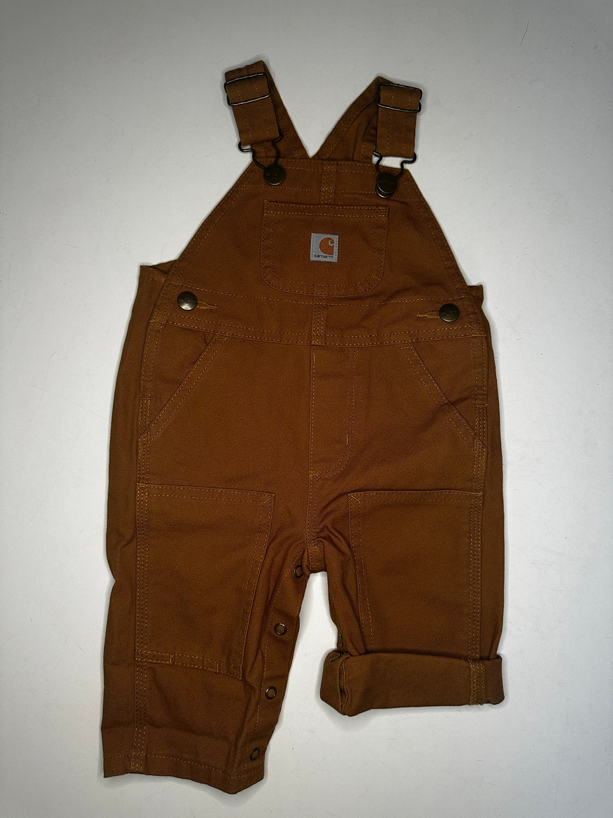 Seller #40 NWOT Carhartt Brown Canvas Bib Overalls size 6 Months (2 of 2)