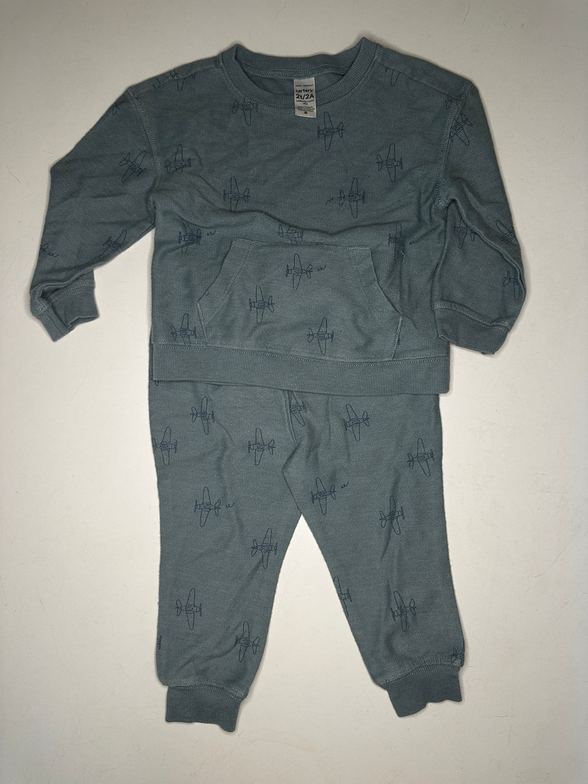 Seller #40 Carter's jogger set blue airplanes size 2T
