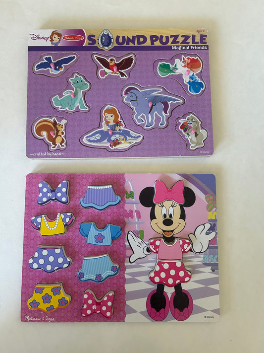 #200 Wood Girls puzzles (Sophia the First and Minnie) (Ages 3+)