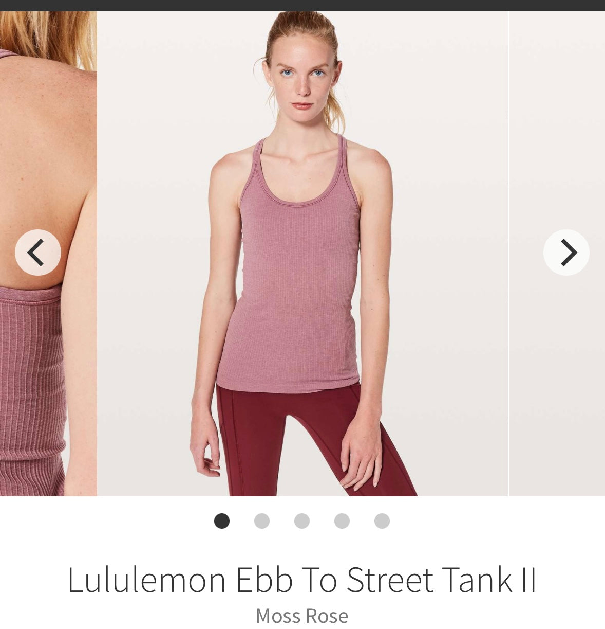 81A Lululemon Sz 4 Ebb to Street Tank II Moss Rose