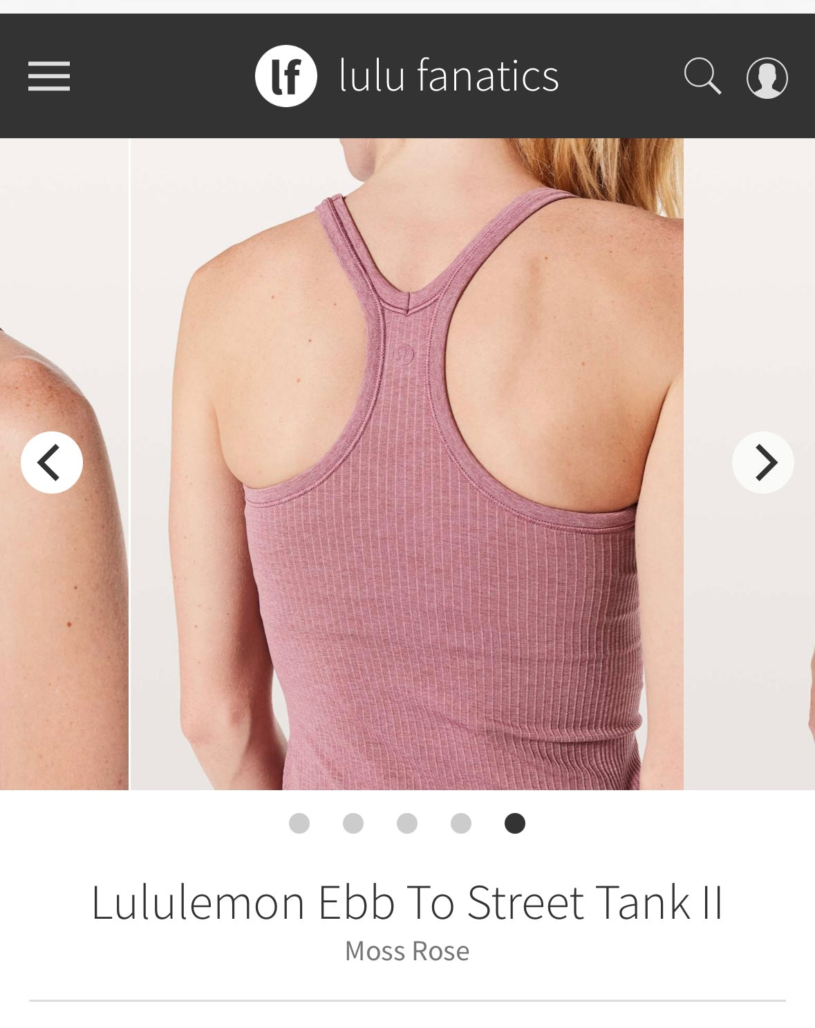 81A Lululemon Sz 4 Ebb to Street Tank II Moss Rose