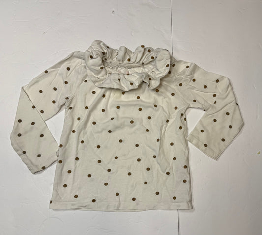 #141 Girls 5/6 Mini Boden Polka Dot Long Sleeve with Ruffles