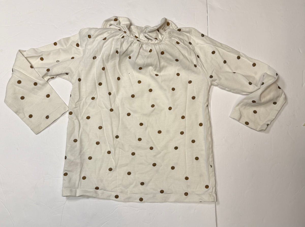 #141 Girls 5/6 Mini Boden Polka Dot Long Sleeve with Ruffles