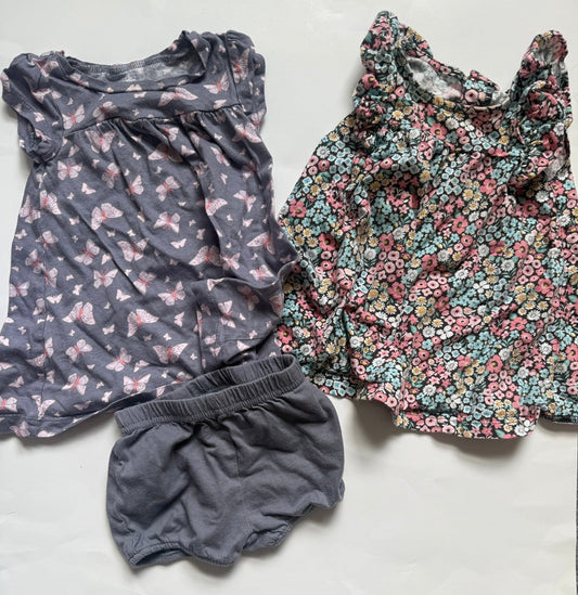 #116 Carters dress bundle (floral dress and butterfly dress with bloomers) girls 9 months