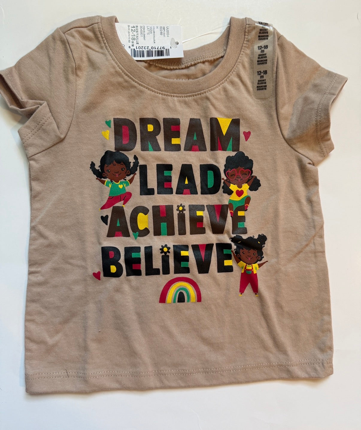 #116 Children’s Place NWT Dream, Lead, Achieve, Believe tshirt girls 12-18 months