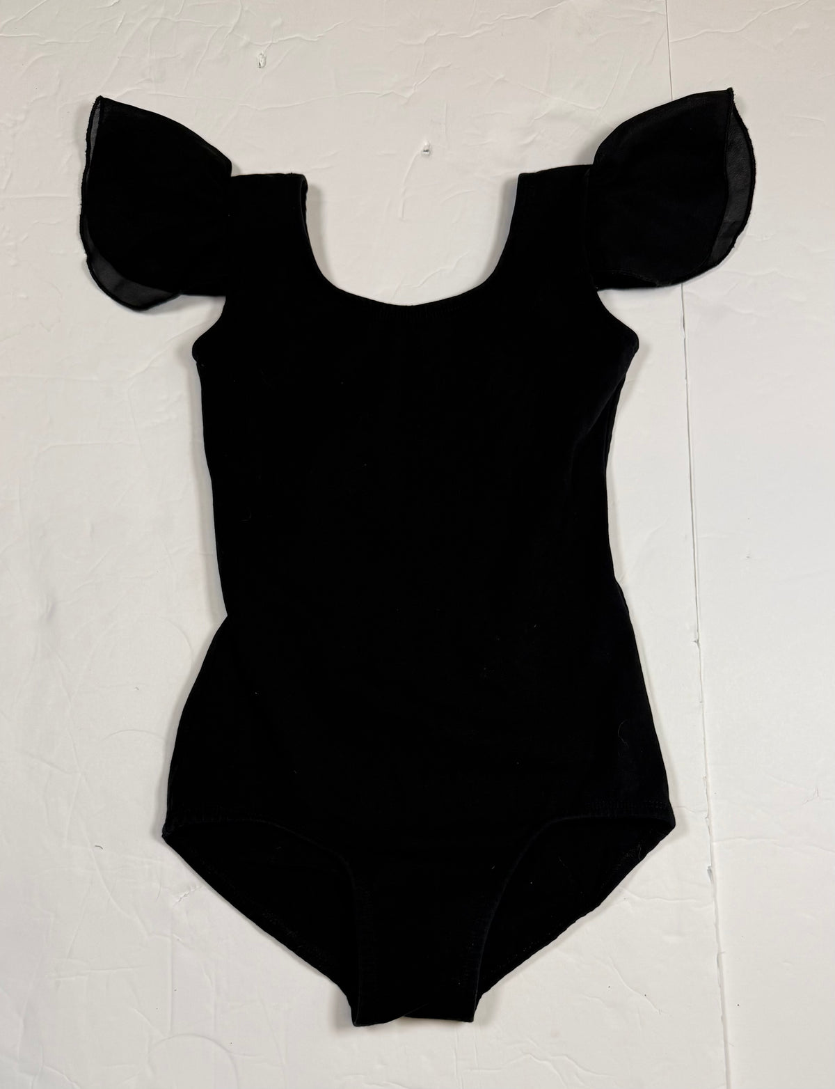 #141 Girls XS 5/6 Black Stelle leotard with tulle sleeves