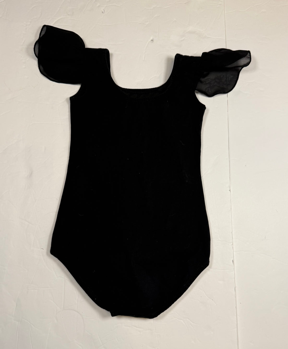#141 Girls XS 5/6 Black Stelle leotard with tulle sleeves
