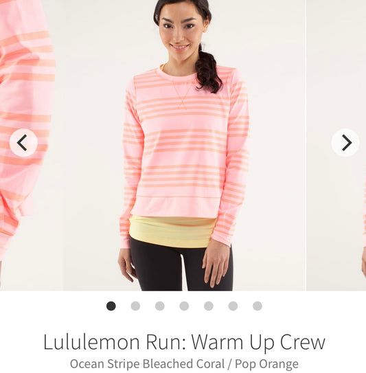 #81A Lululemon Sz 6 Warm Up Crew Pink Long Sleeve Shirt Top