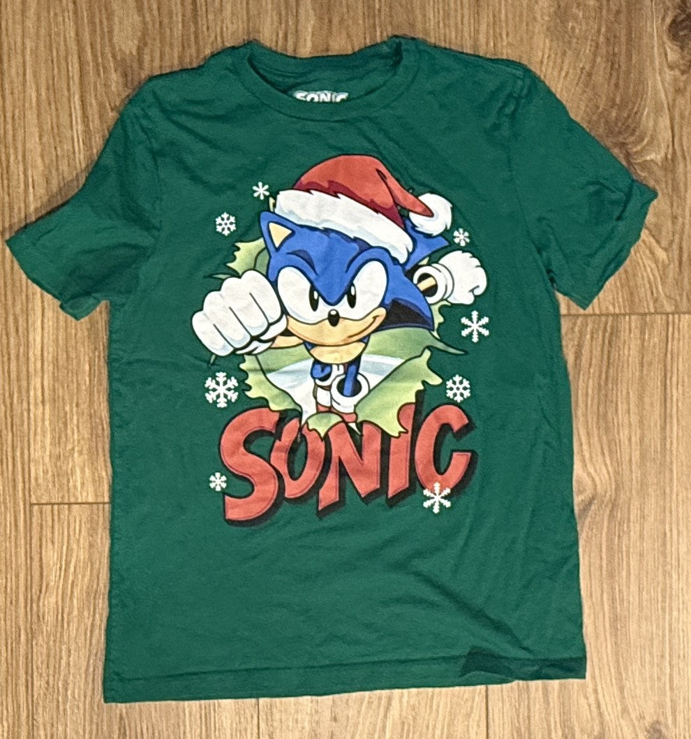 Seller #100 Boys Size L Sonic Christmas Short Sleeve Shirt