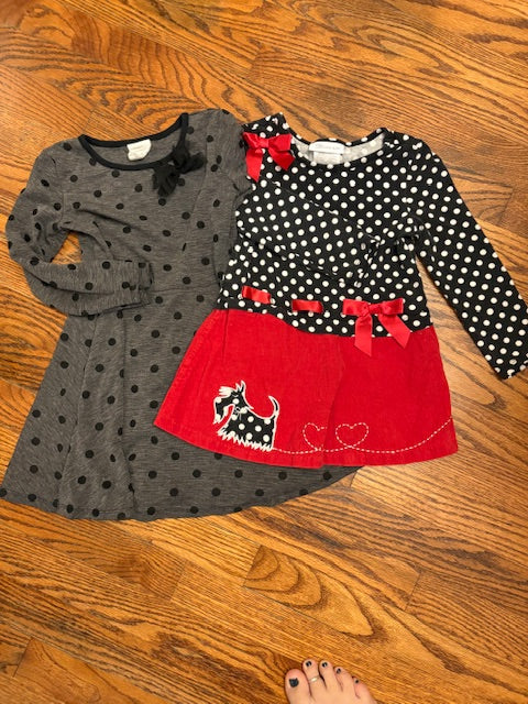 #36 Girls 4t Polka dot long sleeved Dresses