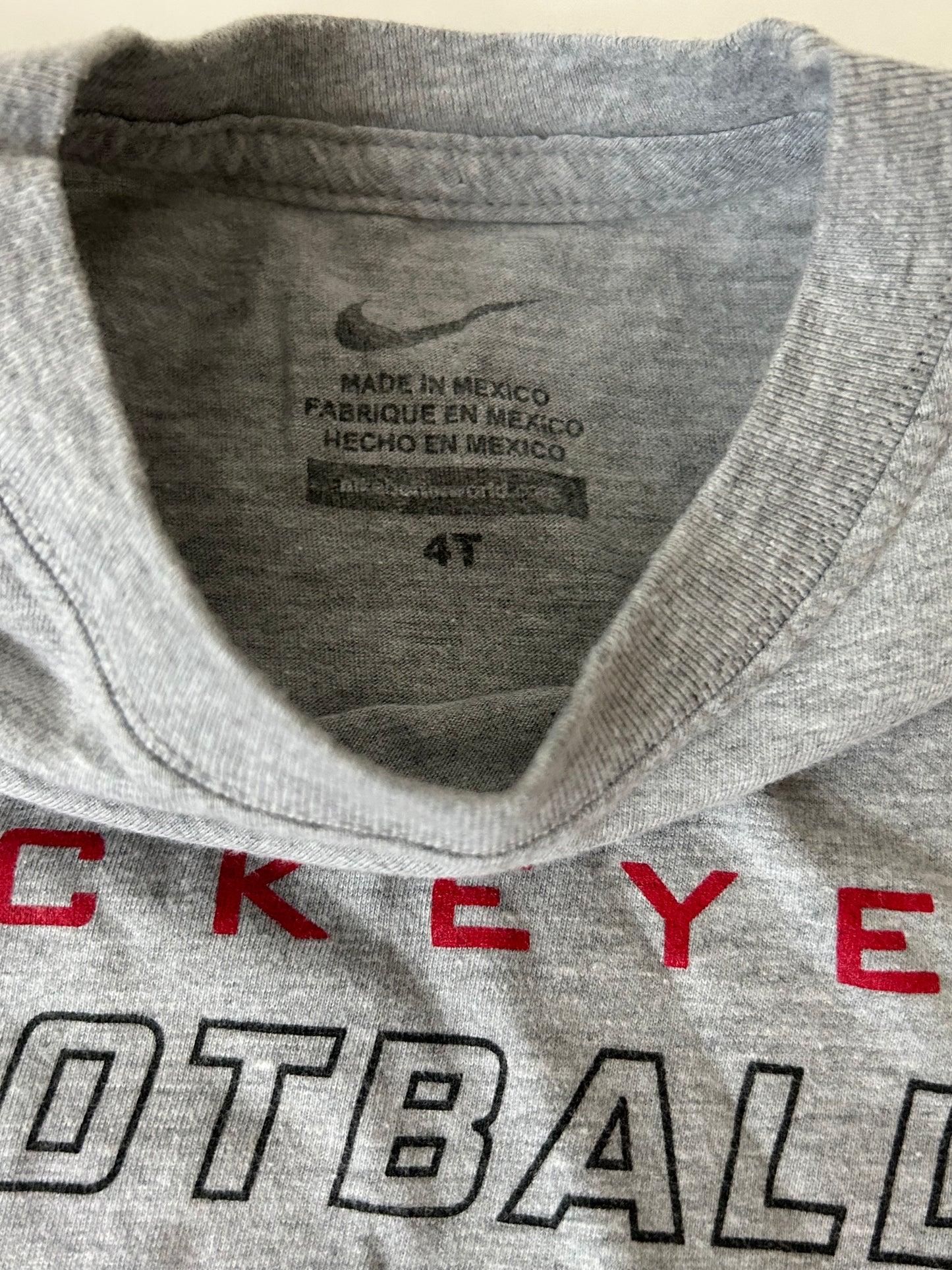 Boys 4T Nike Ohio State Buckeye gray shirt sleeve tshirt