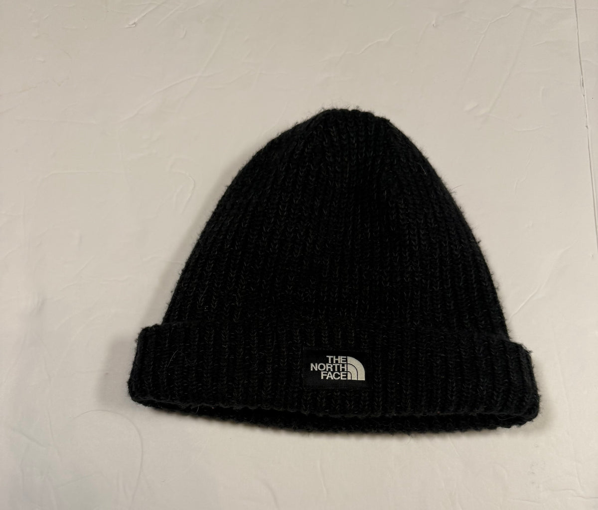 #141 kids lined black the north face logo cuffed beanie