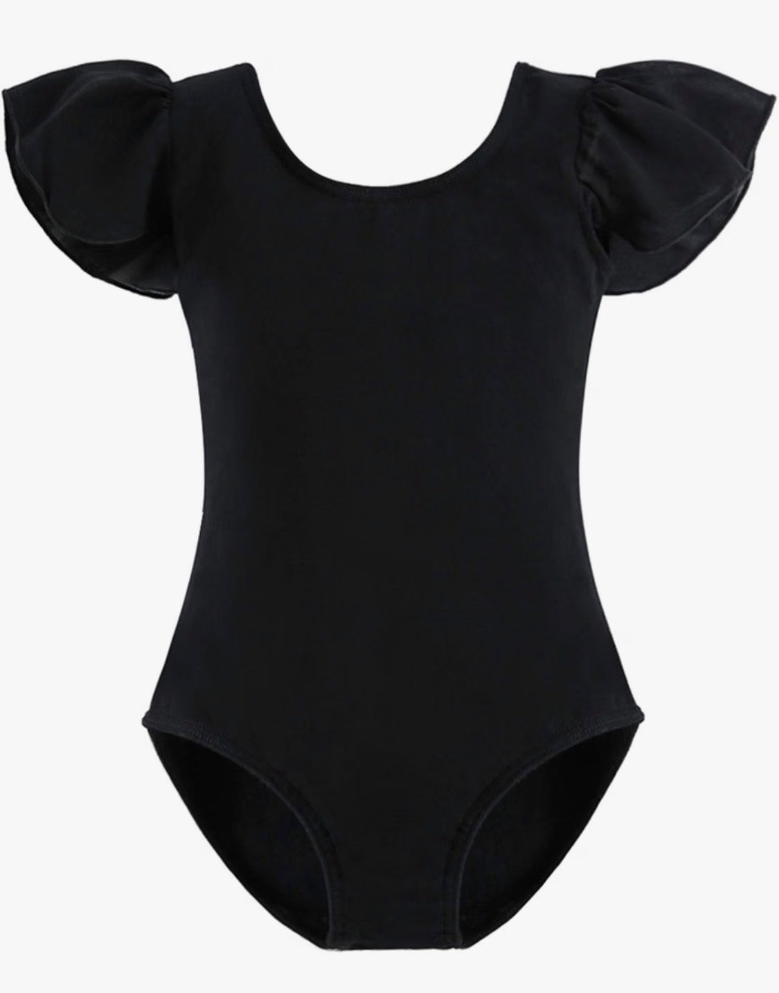 #141 Girls XS 5/6 Black Stelle leotard with tulle sleeves