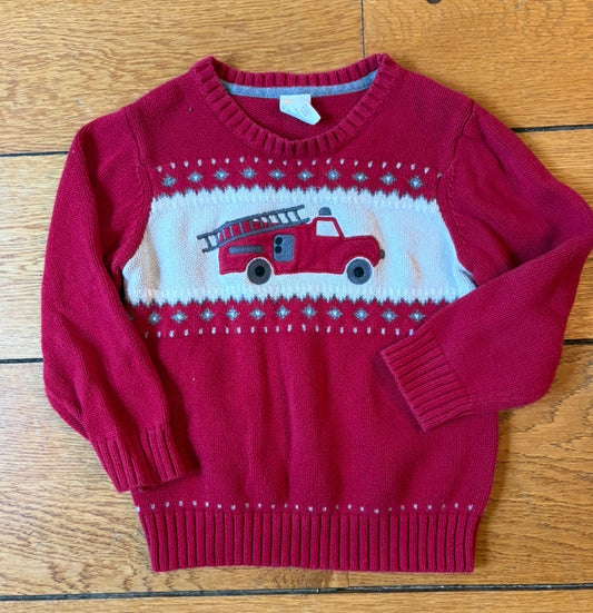 #22 Red firetruck sweater boys 4t gymboree