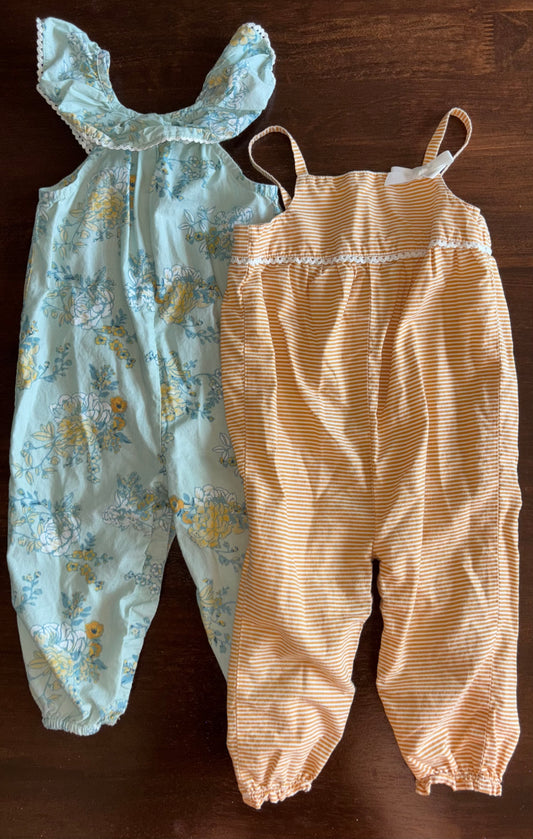 #70 girls overalls 6-9 months EUC